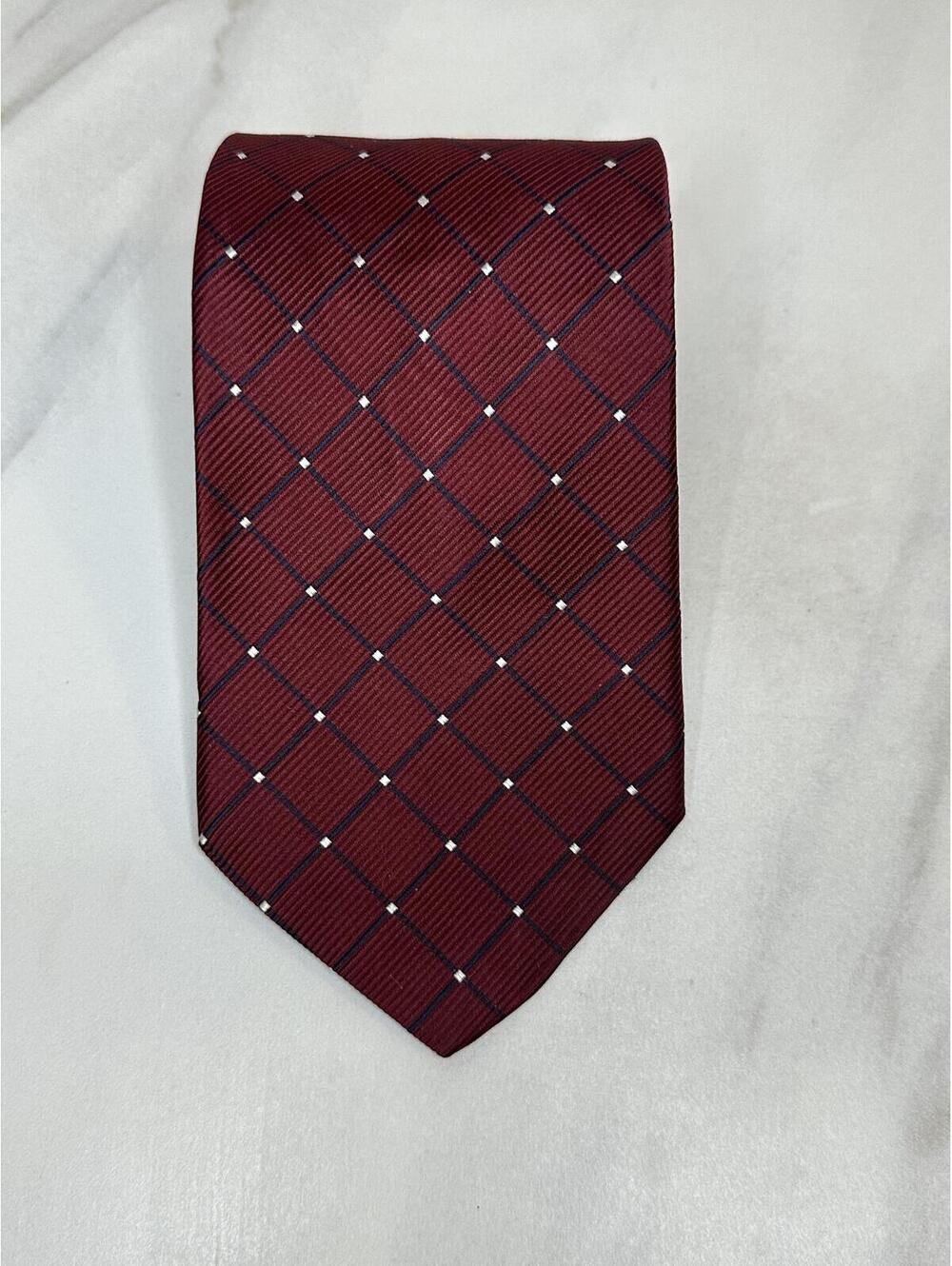 Vintage Tommy Hilfiger silk tie burgundy/navy diamond pattern preppy made in USA